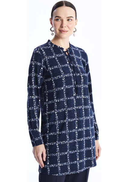 Yeni Sezon Bağlamalı Yaka Desenli Kadın Tunik fiyatları