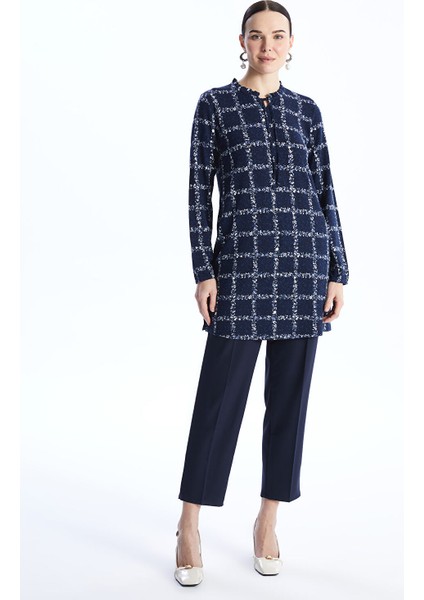 Yeni Sezon Bağlamalı Yaka Desenli Kadın Tunik modelleri