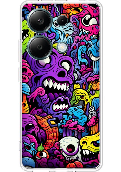Redmi Note 13 Pro 4g Uyumlu Psikodeli Renkli Canavarlar Baskılı Silikon Kılıf