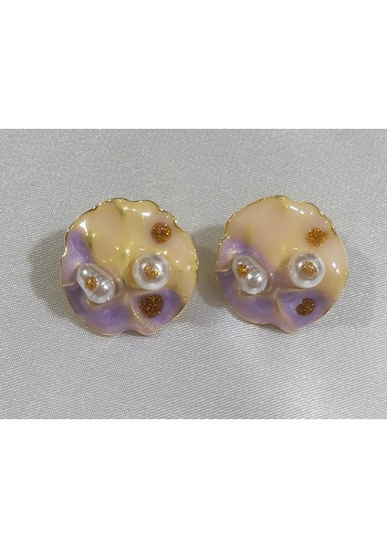 Soyut Tasarım Inci ve Sim Detaylı Bijuteri Küpe