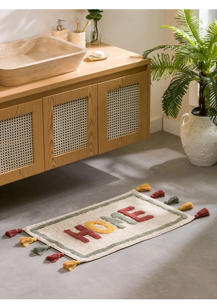 Yeni Sezon Home Nakışlı Püsküllü Banyo Paspası 50X80 cm