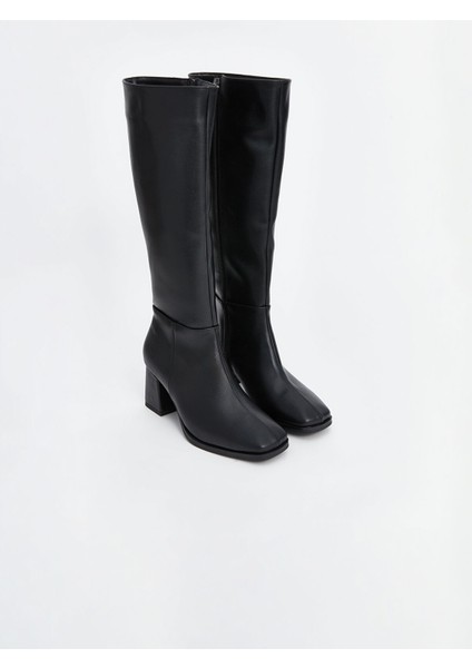 Yeni Sezon Deri Görünümlü Kadın Diz Altı Çizme