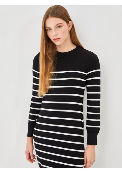 Yeni Sezon Bisiklet Yaka Çizgili Kadın Triko Elbise fiyatları
