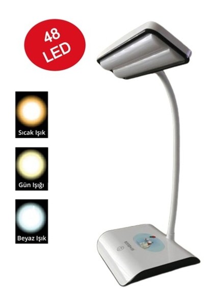 Şarjlı 48 LED PS-1937 Çalışma Okuma Işığı Kademeli Masa Lambası