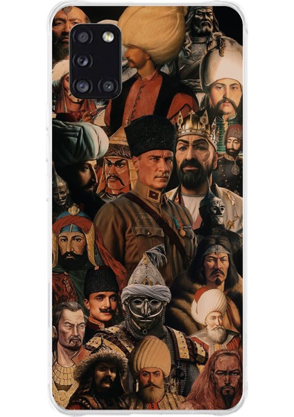 Samsung Galaxy A31 Uyumlu Türk Büyükleri Kolaj Baskılı Silikon Kılıf