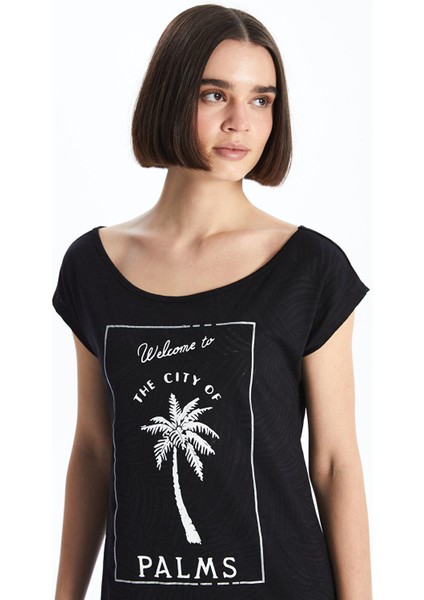 Yeni Sezon Bisiklet Yaka Baskılı Kısa Kollu Kadın Plaj Elbisesi modelleri