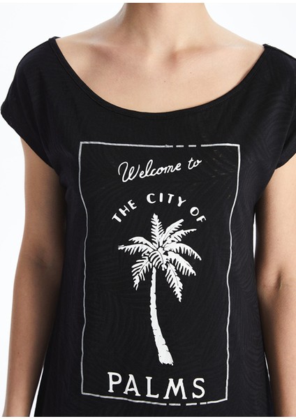 Yeni Sezon Bisiklet Yaka Baskılı Kısa Kollu Kadın Plaj Elbisesi fırsatları