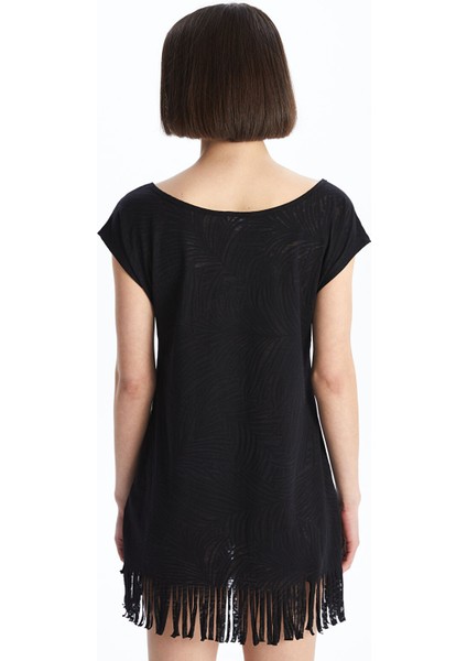 Yeni Sezon Bisiklet Yaka Baskılı Kısa Kollu Kadın Plaj Elbisesi indirimleri