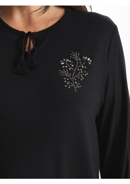 Yeni Sezon Bağlamalı Yaka Taşlı Kadın Tunik modelleri