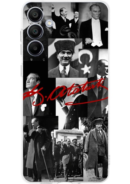 Samsung Galaxy A16 Uyumlu Kırmızı Mustafa Kemal Atatürk Imza Baskılı Silikon Kılıf