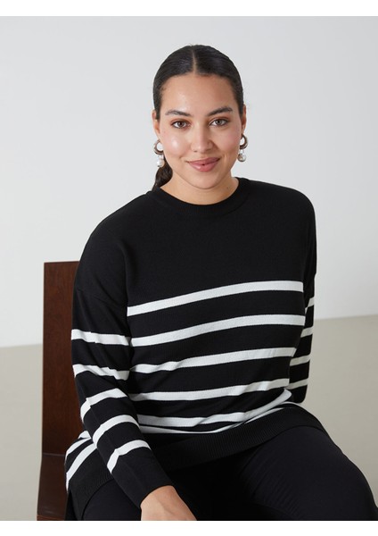 Yeni Sezon Bisiklet Yaka Çizgili Uzun Kollu Kadın Triko Tunik fiyatları