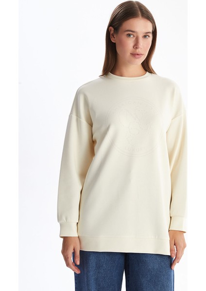 Yeni Sezon Bisiklet Yaka Baskılı Kadın Tunik