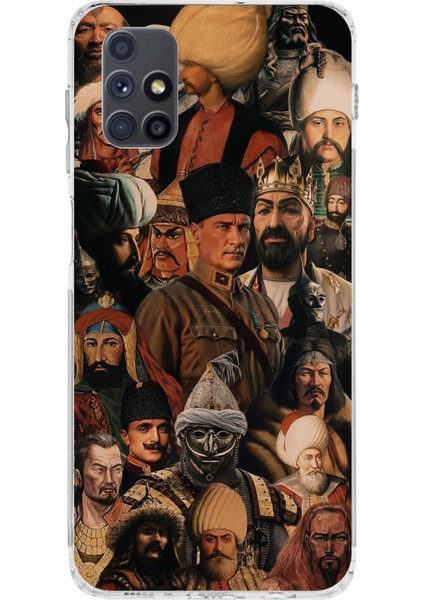 Samsung Galaxy M51 Uyumlu Türk Büyükleri Kolaj Baskılı Silikon Kılıf
