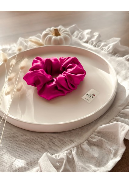 Kadın Saten Toka - Büyülü Fuşya – Tekli Lüks Lastik Model Scrunchie fiyatları