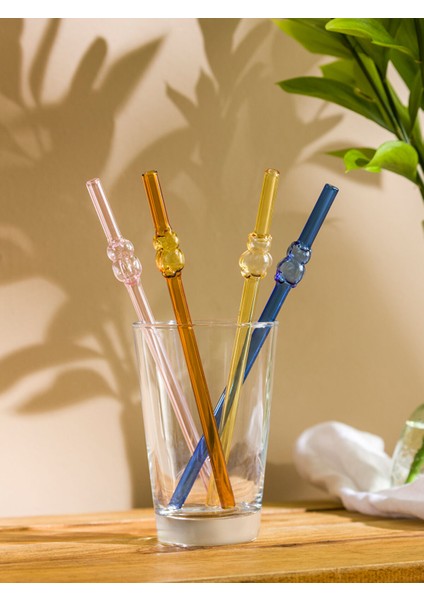 Yeni Sezon Desenli Cam Pipet 4'lü