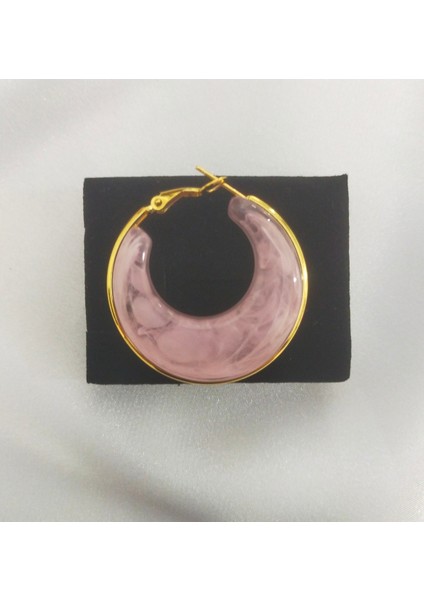 Mermer Desenli Halka Küpe – Modern ve Zarif Tasarım