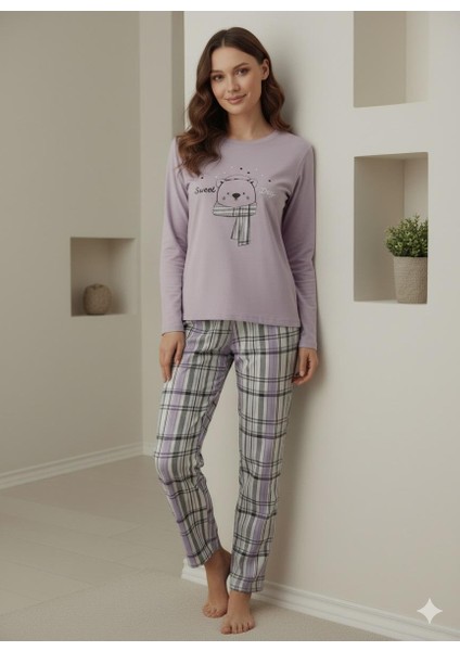 Interlok Kumaş Uzun Kollu Kadın Pijama Takımı Desenli Baskılı fiyatları