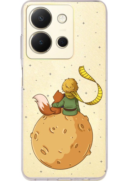 Vivo Y36 Uyumlu Küçük Prens Gezegen Boa Tasarımlı Baskılı Silikon Kılıf