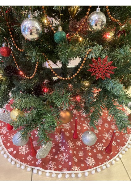 Tuğçe Demir Home Desıgn Bordo Taban Kar Taneleri Çam Ağacı Ayak Örtüsü fiyatları