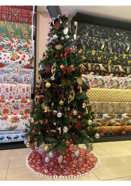 Tuğçe Demir Home Desıgn Bordo Taban Kar Taneleri Çam Ağacı Ayak Örtüsü modelleri