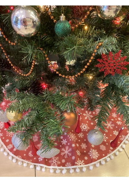 Tuğçe Demir Home Desıgn Bordo Taban Kar Taneleri Çam Ağacı Ayak Örtüsü indirimleri