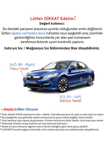 Honda Accord Stop Lambası Dış Sol 2021-2023 33550-TVA-H11 modelleri