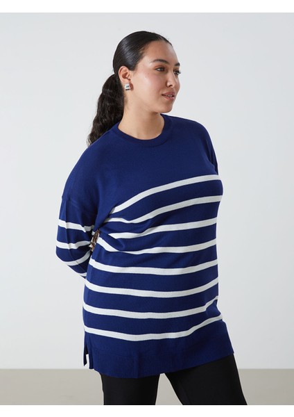 Yeni Sezon Bisiklet Yaka Çizgili Uzun Kollu Kadın Triko Tunik fiyatları