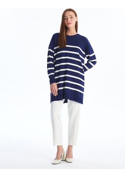 Yeni Sezon Bisiklet Yaka Çizgili Uzun Kollu Kadın Triko Tunik fırsatları