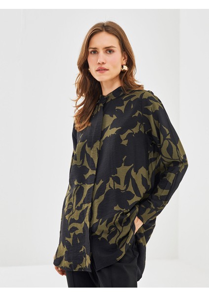 Yeni Sezon Hakim Yaka Desenli Kadın Gömlek Tunik