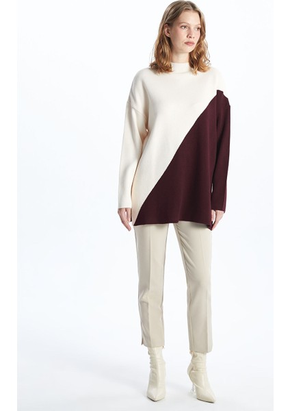 Yeni Sezon Yarım Balıkçı Yaka Renk Bloklu Kadın Triko Tunik fiyatları