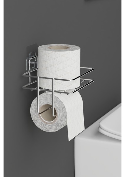 Krom Yapışkanlı Tuvalet Kağıtlığı Tutacağı Askısı Gümüş Gri Krom Metal Tuvalet Kağıtlık indirimleri