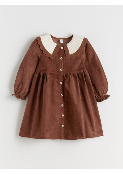 Yeni Sezon Bebe Yaka Kız Çocuk Kadife Elbise modelleri