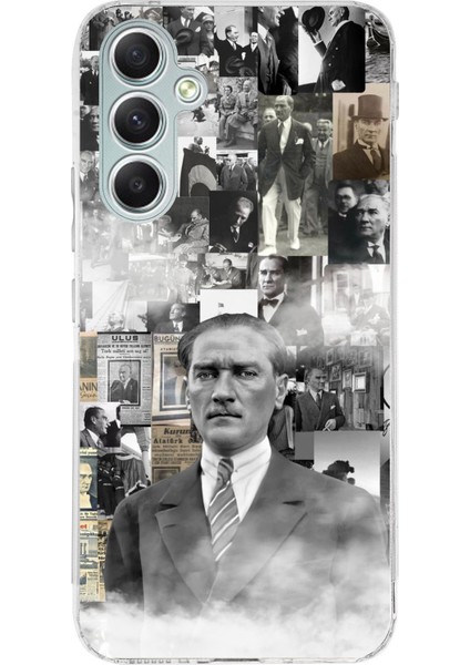 Samsung Galaxy A34 Uyumlu Mustafa Kemal Atatürk Kolaj Baskılı Silikon Kılıf