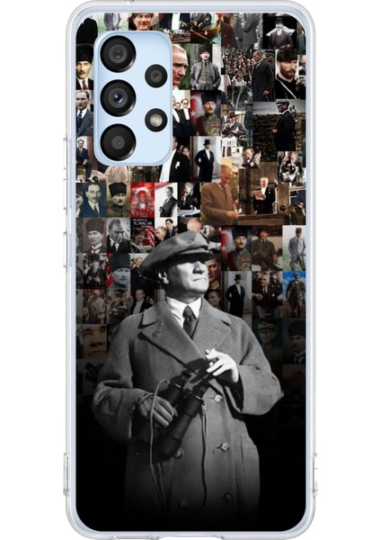 Samsung Galaxy A53 Uyumlu Atatürk Portre Kolaj Baskılı Silikon Kılıf