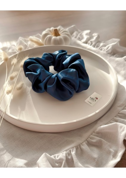 Kadın Saten Toka - Derin Mavi – Tekli Lüks Lastik Model Scrunchie fiyatları