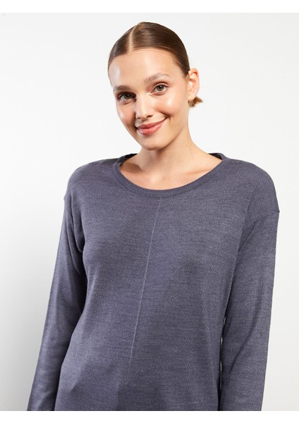 Yeni Sezon Bisiklet Yaka Düz Uzun Kollu Kadın Triko Tunik modelleri