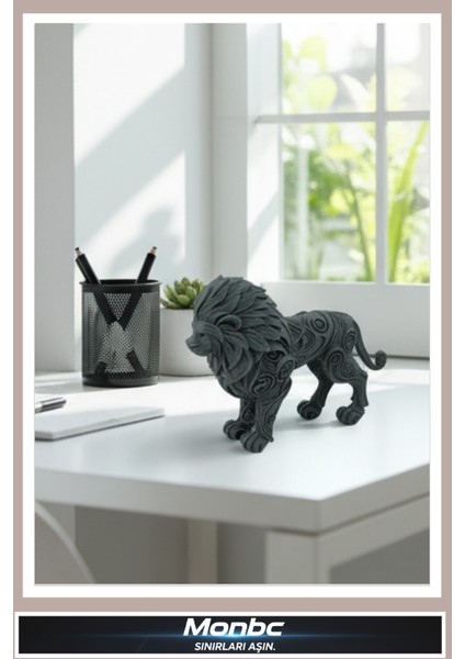 Aslan Figürü 3D Tasarım Dekoratif Biblo, Hediyelik ve Ev Ofis Için Şık Aksesuar