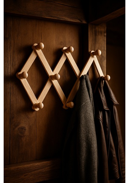 Ahşap Akordeon Duvar Askısı - Dekoratif, Çok Amaçlı, 10 Kancalı Akıllı Askılık 722371 modelleri