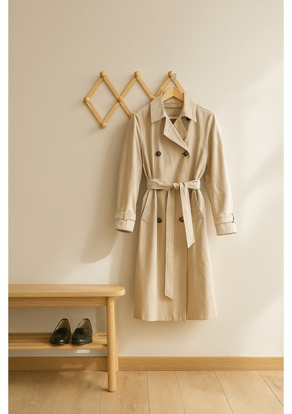 Ahşap Akordeon Duvar Askısı - Dekoratif, Çok Amaçlı, 10 Kancalı Akıllı Askılık 722371 indirimleri