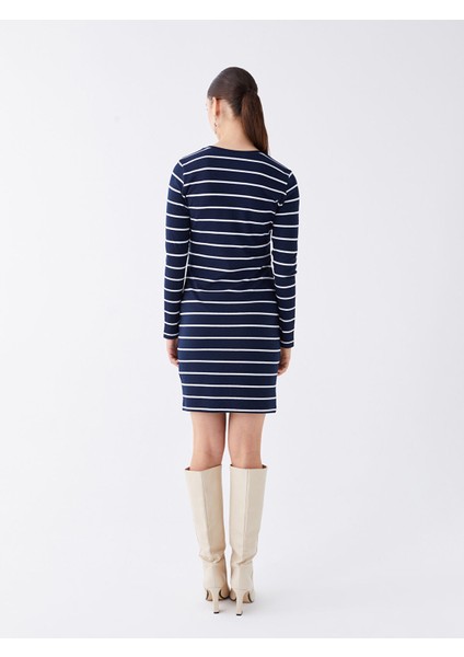 Yeni Sezon Bisiklet Yaka Çizgili Uzun Kollu Elbise indirimleri