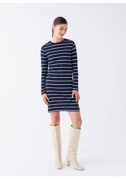 Yeni Sezon Bisiklet Yaka Çizgili Uzun Kollu Elbise fiyatları