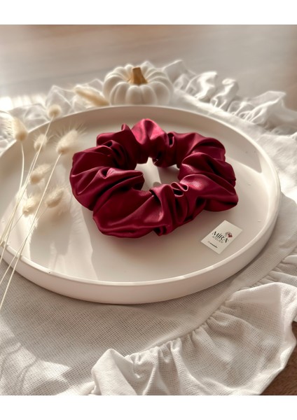 Kadın Saten Toka - Kraliçe Bordosu – Tekli Lüks Lastik Model Scrunchie fiyatları