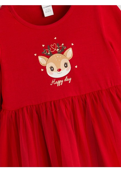 Yeni Sezon Bisiklet Yaka Yılbaşı Temalı Kız Çocuk Elbise fiyatları