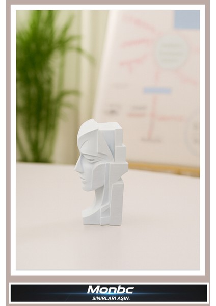 Modern Form Geometrik Kadın Büstü 3D Tasarım Dekoratif Biblo, Hediyelik ve Ev Ofis Için Şık Aksesuar