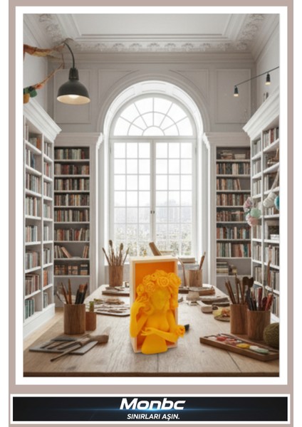 Çiçek Saçlı Kadın 3D Tasarım Dekoratif Biblo, Hediyelik ve Ev Ofis Için Şık Aksesuar