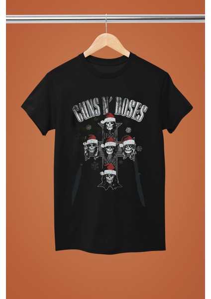 Chrıstmas Noel Baskılı Pamuklu Kısa Kollu Regular Kalıp Rock Tshırt