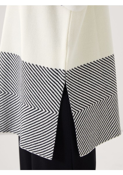Yeni Sezon Dik Yaka Desenli Uzun Kollu Kadın Triko Tunik modelleri