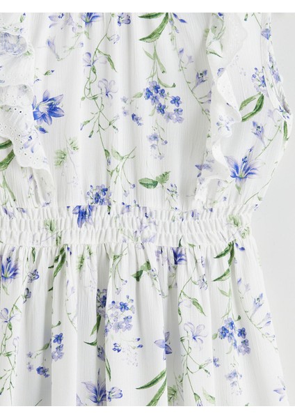 Yeni Sezon Bisiklet Yaka Çiçekli Kız Çocuk Elbise modelleri