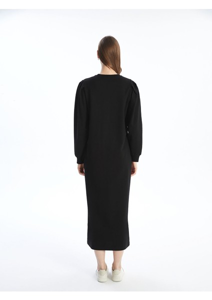 Yeni Sezon Bisiklet Yaka Nakışlı Kadın Sweatshirt Elbise fırsatları