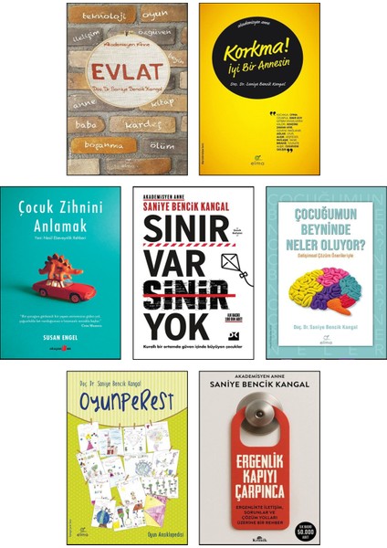 Evlat + Korkma! Iyi Bir Annesin + Çocuğumun Beyninde Neler Oluyor? + Çocuk Zihnini Anlamak + Sınır Var Sinir Yok + Oyunperest + Ergenlik Kapıyı Çarpınca (Akademisyen Anne) / 7li Set